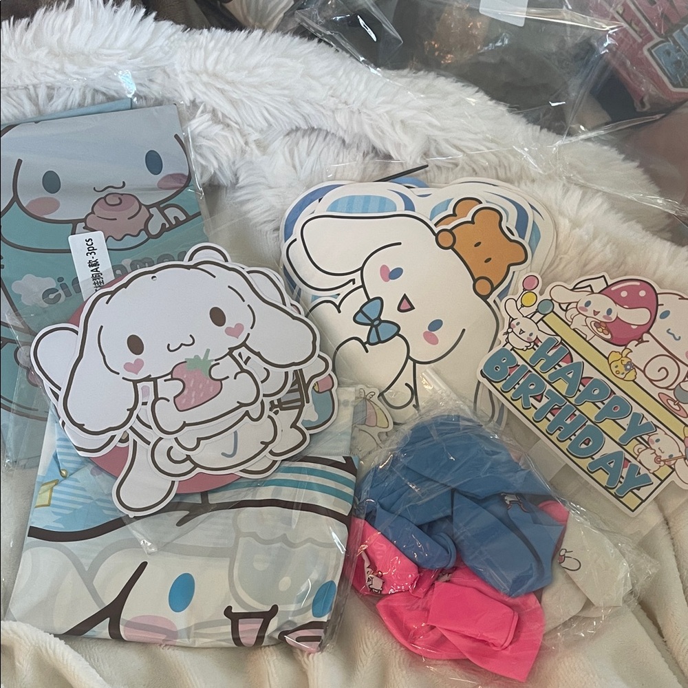 Cinnamoroll Birthday Decorations Hanging Swirls Cake Cupcake Toppers Tablecloth